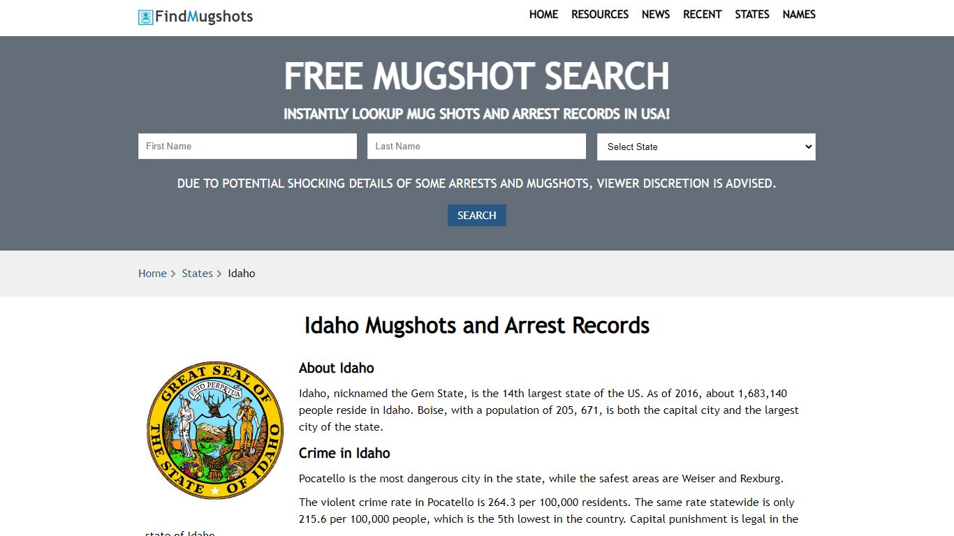 Find Idaho Mugshots - Find Mugshots