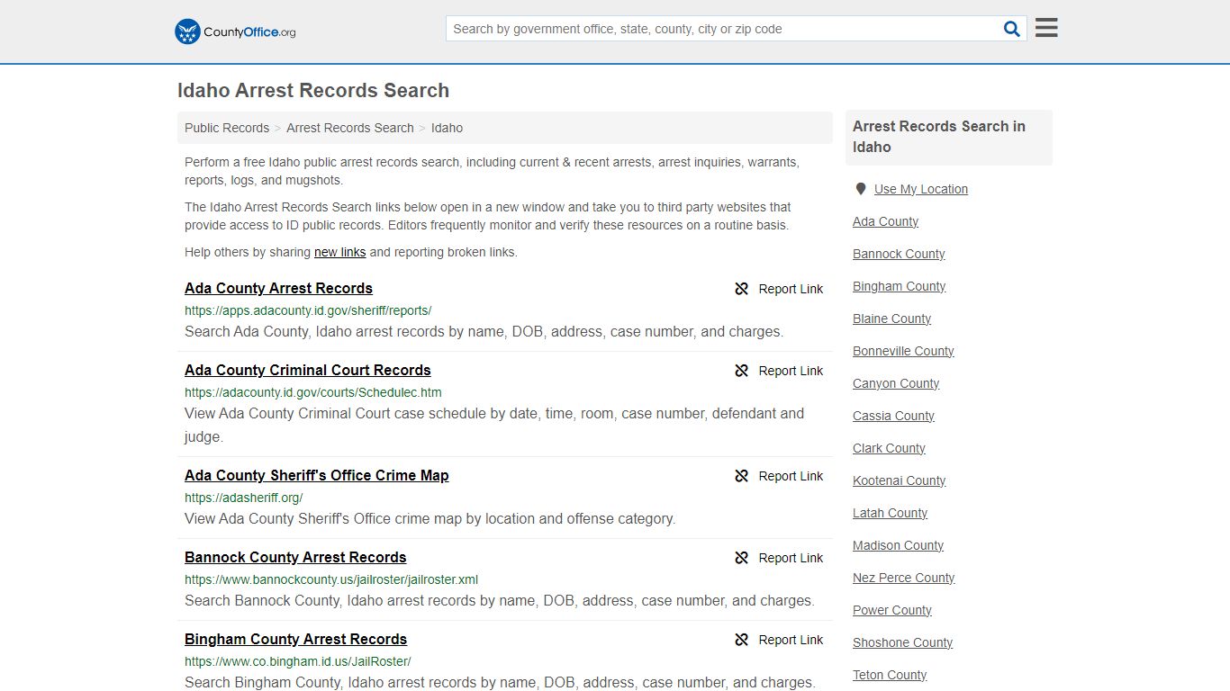 Arrest Records Search - Idaho (Arrests & Mugshots) - County Office